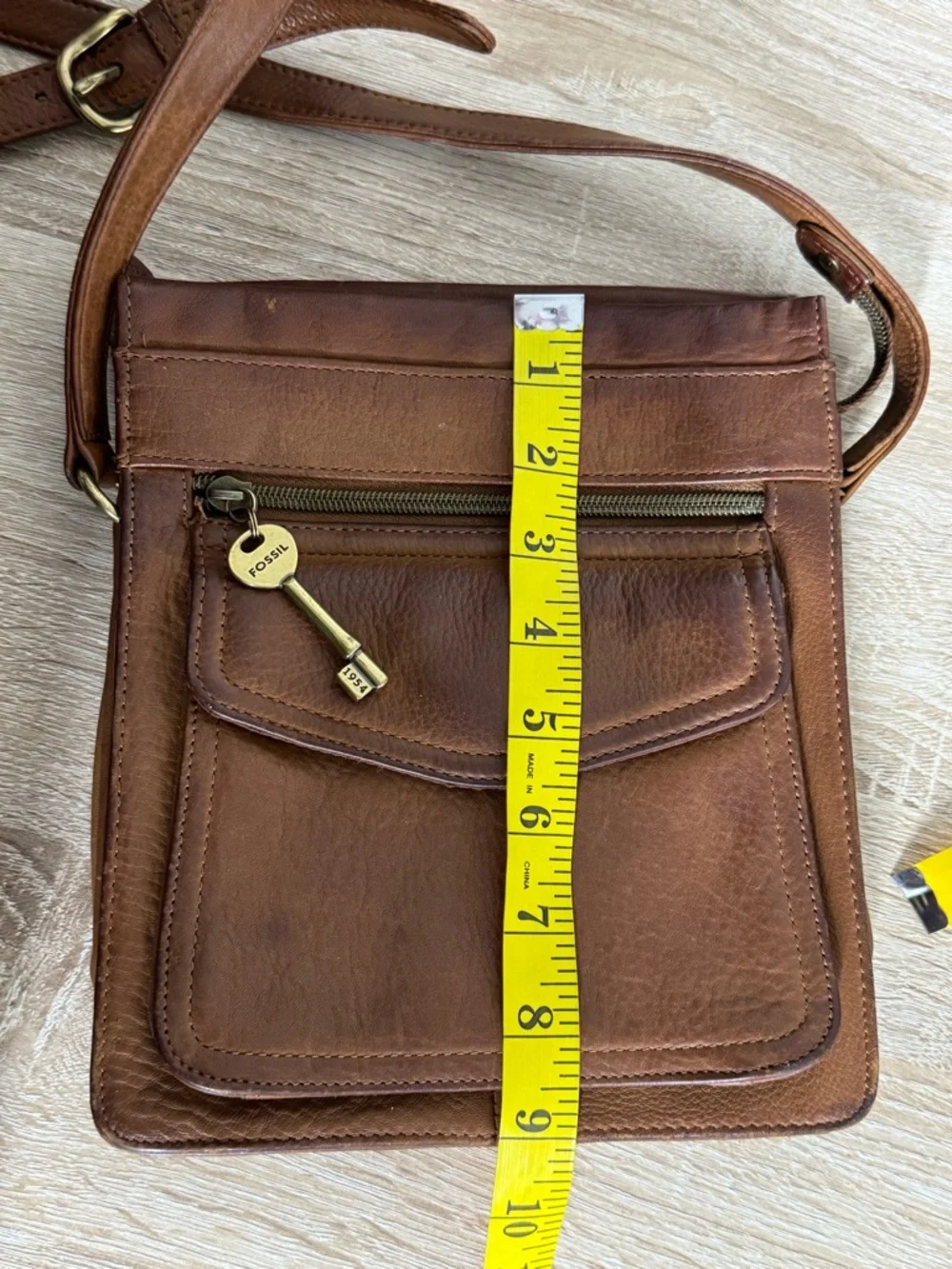 Fossil Vintage Brown Leather Crossbody Organizer Purse